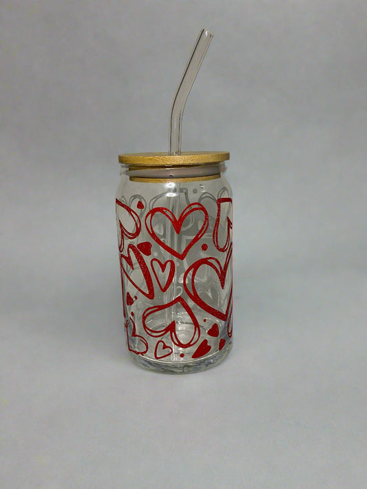 Valentine's Full Heart Can Glass